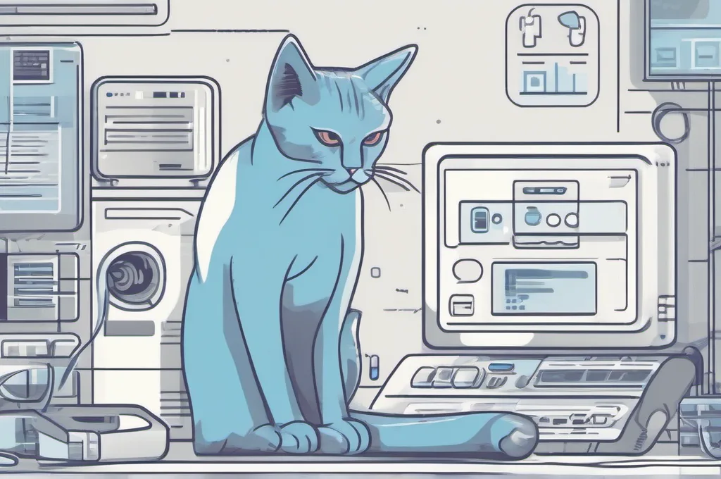 Cats interacting with tech equipment (monitors, servers, coding interfaces) in minimalist wireframe environments.: How to Configure a Secure Web Development Environment in 2026