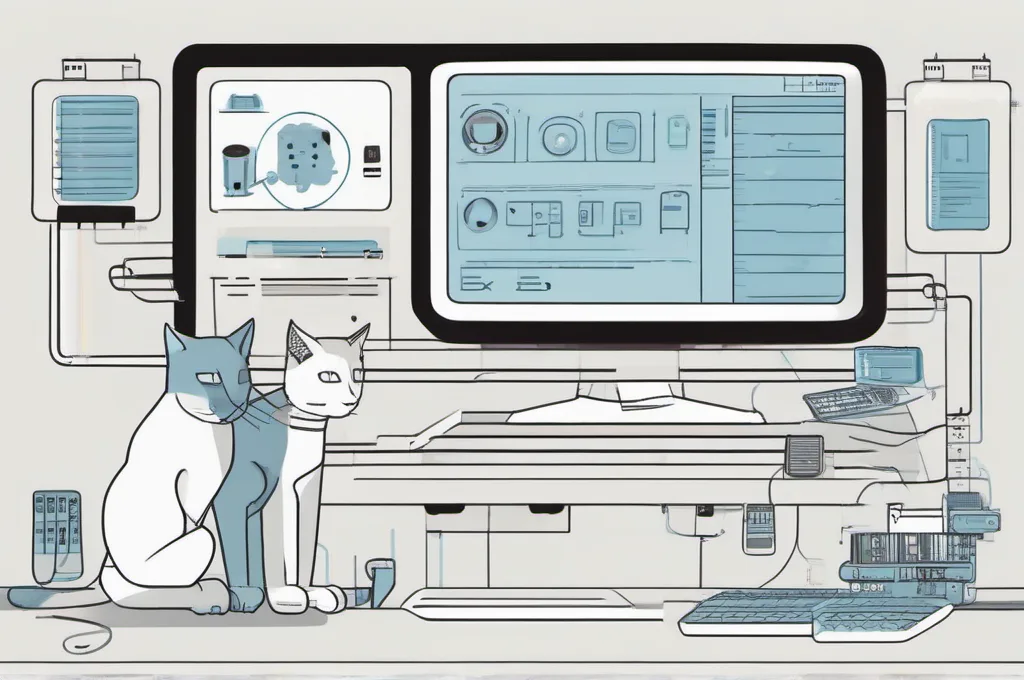 Cats interacting with tech equipment (monitors, servers, coding interfaces) in minimalist wireframe environments.: How to Optimize Webpack for Faster Frontend Builds
